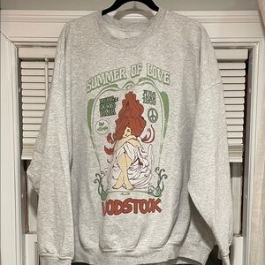 Woodstock Summer of Love Gray Crewneck Sweater